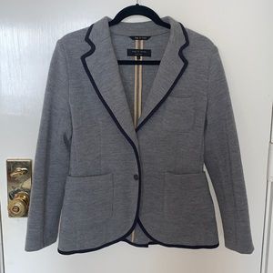 rag and bone wool blazer, gray with navy trim